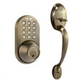 thumbnail image 1 of MiLocks Digital Deadbolt Door Lock and Passage Handleset Combo, Antique Brass Finish with Keyless Entry via Remote Control and Keypad Code for Exterior Doors (BXF-02AQ), 1 of 5