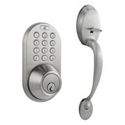 MiLocks Digital Deadbolt Door Lock and Passage Handleset Combo ، Satin Nickel Finish with Keyless Entry عبر التحكم عن بعد ورمز لوحة المفاتيح للأبواب الخارجية BXF-02SN