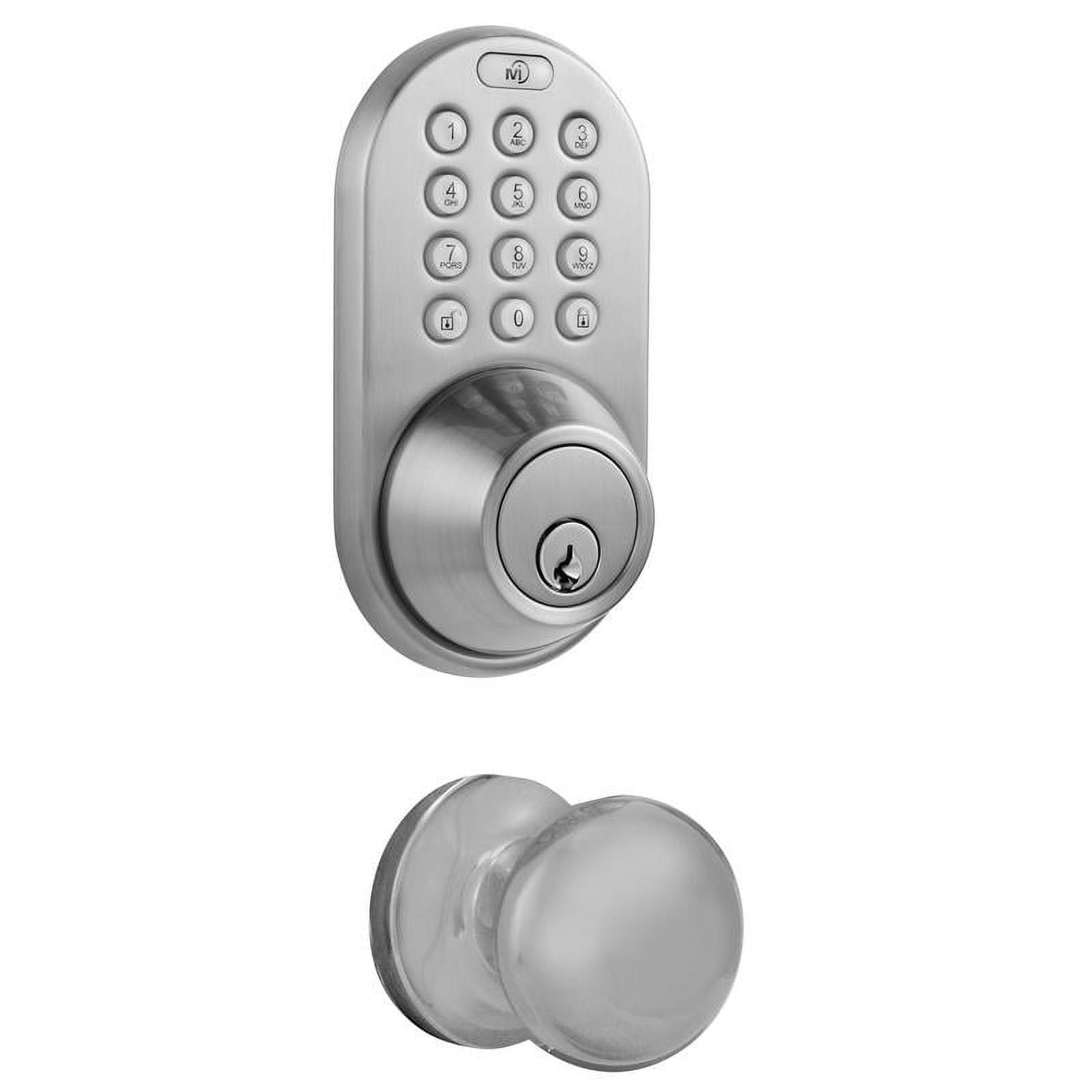 MiLocks Digital Deadbolt Door Lock and Passage Knob Combo, Satin Nickel  Finish with Keyless Entry via Remote Control and Keypad Code for Exterior  Doors (XFK-02SN)