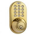 thumbnail image 1 of MiLocks Digital Deadbolt Door Lock, Polished Brass Finish with Keyless Entry via Remote Control and Keypad Code for Exterior Doors (XF-02P), 1 of 5