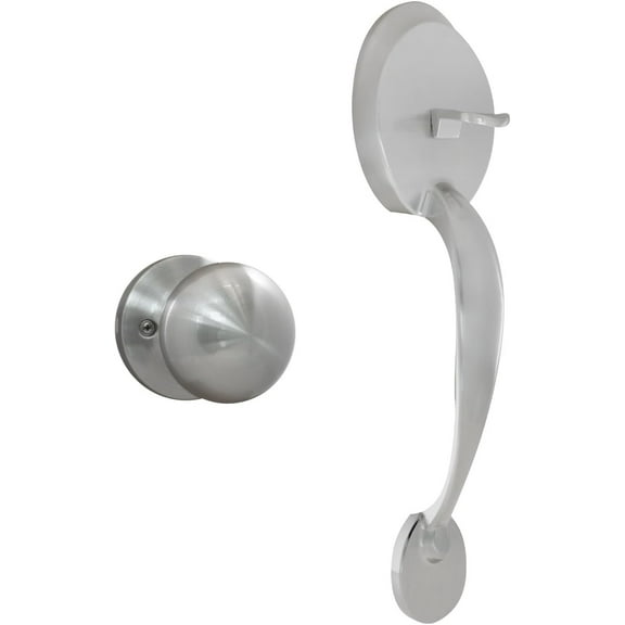 MiLocks Front Door Handleset Entry Door Handle Set with Knob Passage Exterior Door Handle, Satin Nickel