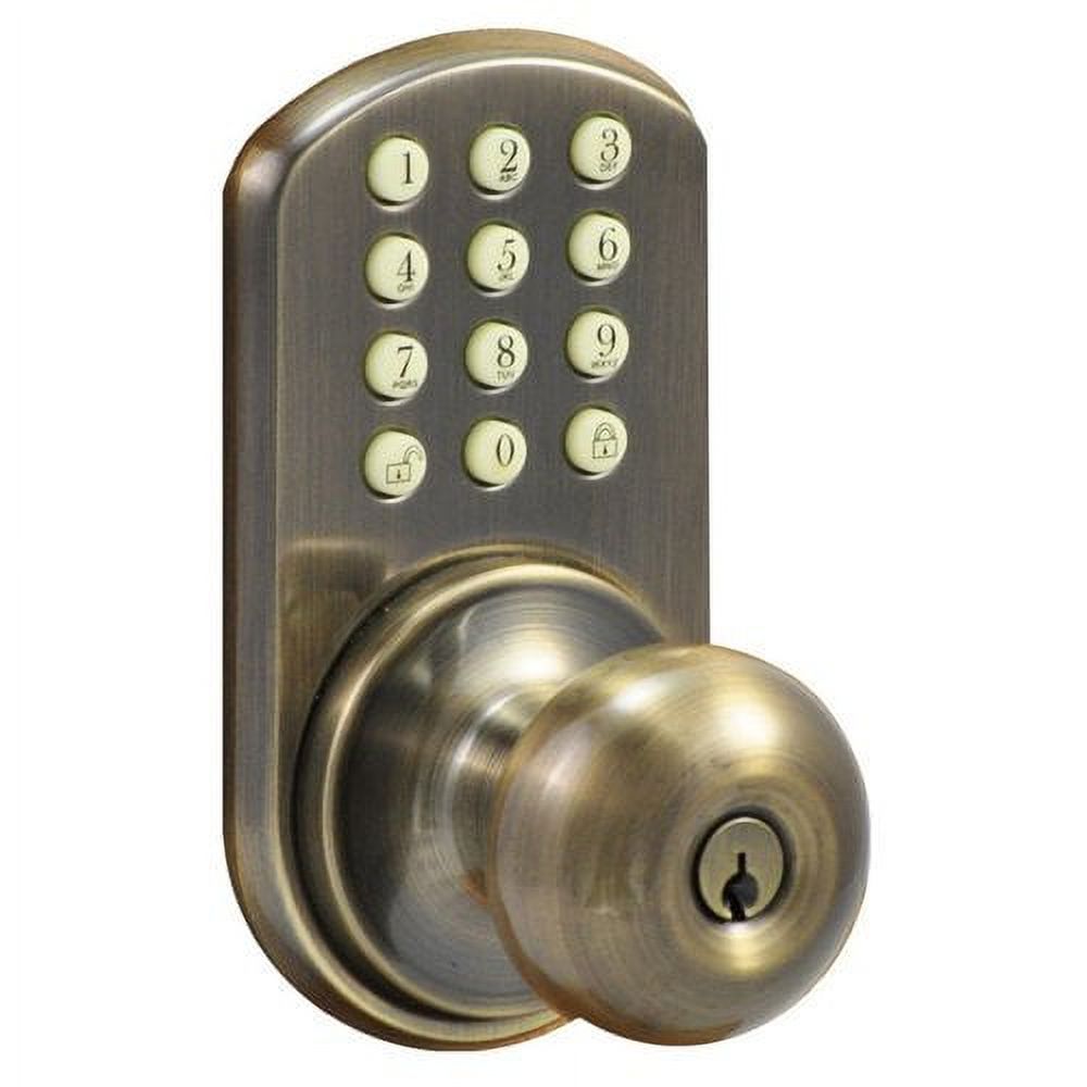 MiLocks HKK01AQ Touchpad Electronic Door Knob, Antique Brass