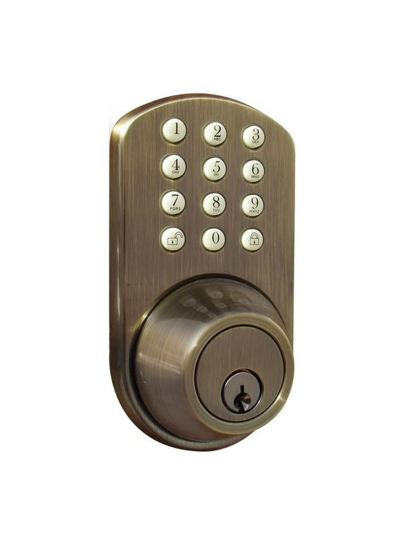 MiLocks Keyless Entry Deadbolt Door Lock with Electronic Digital Keypad Antique Brass