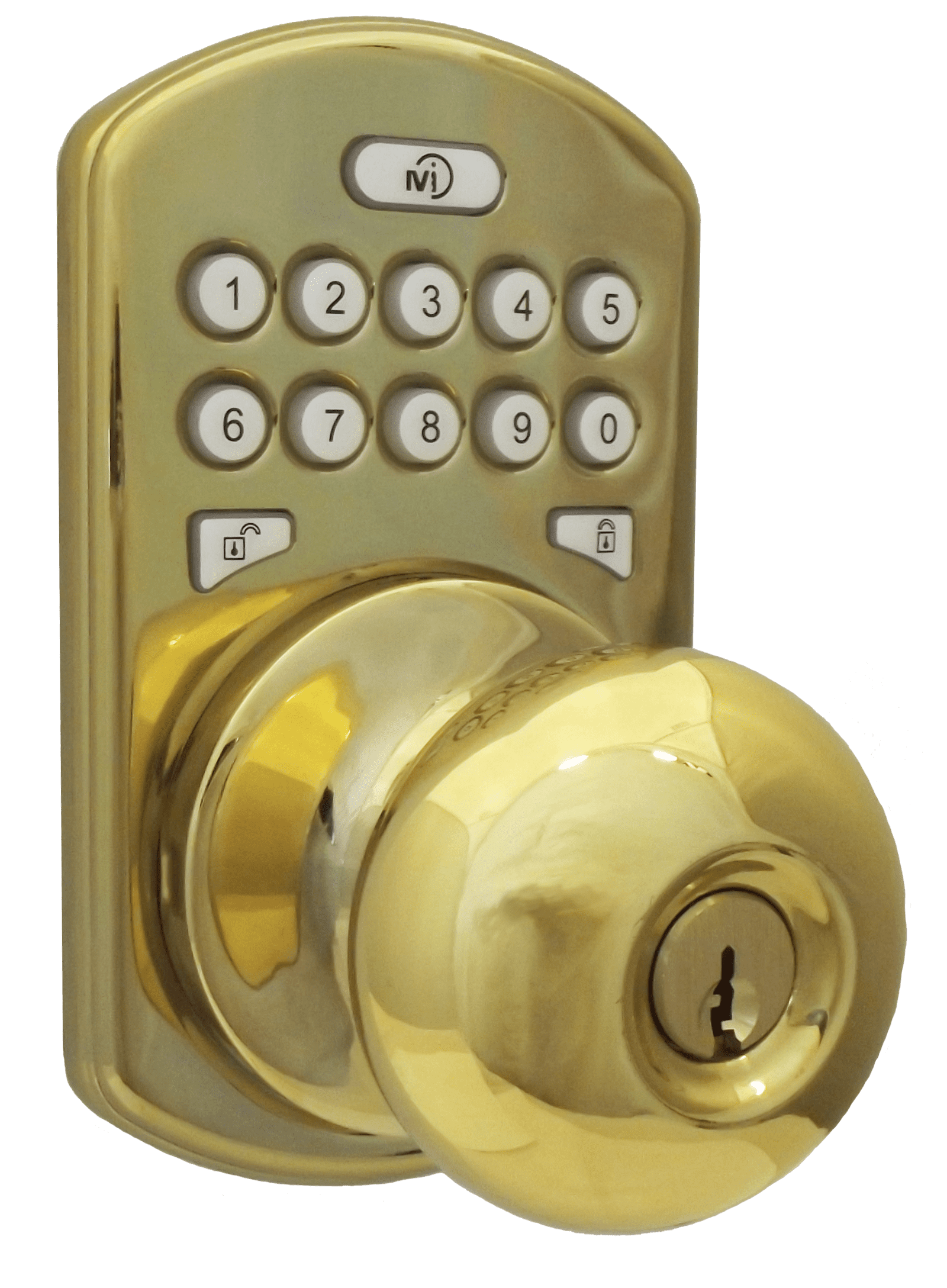 Polished Brass Keyless Entry Electronic Door Knob