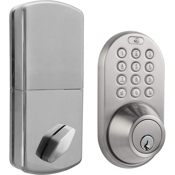 MiLocks Keyless Entry Door Lock with Electronic Keypad, Digital Smart Deadbolt Lock for Exterior Doors - Satin Nickel