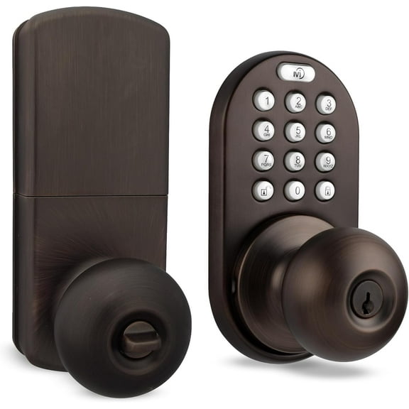 MiLocks Keypad Smart Door Knob Lock, Keyless Entry Door Lock for Front Door, Digital Keypad Door Lock with Handle, Oil Rubbed Bronze