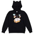 thumbnail image 1 of MiMi & Neko Characters And Heart Balloons Women's Black Hoodie With Ears-Large, 1 of 3