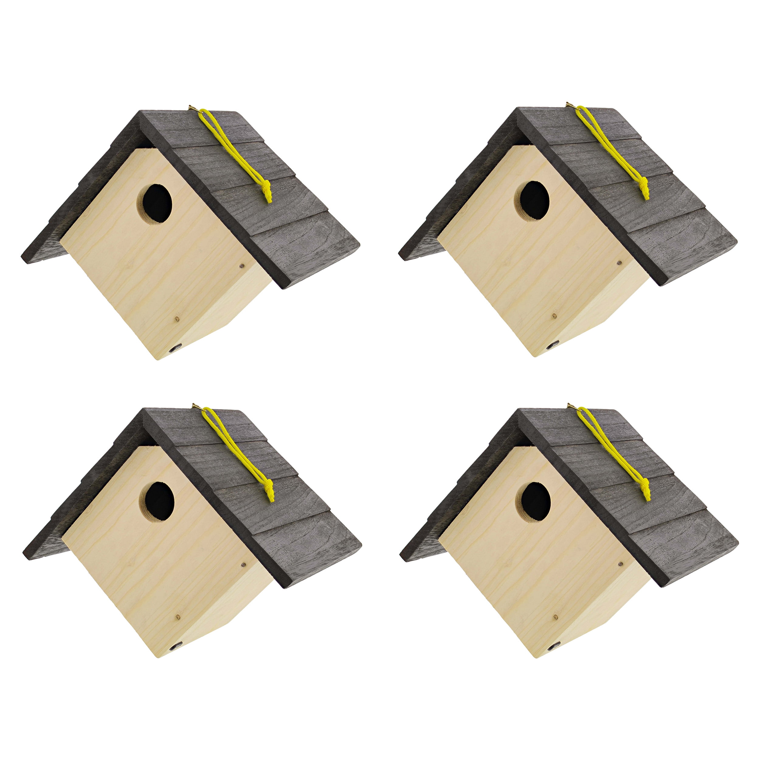 MiMu 6in Wood Bird House to Paint - 4pk Unfinished Hanging Diamond Bird ...