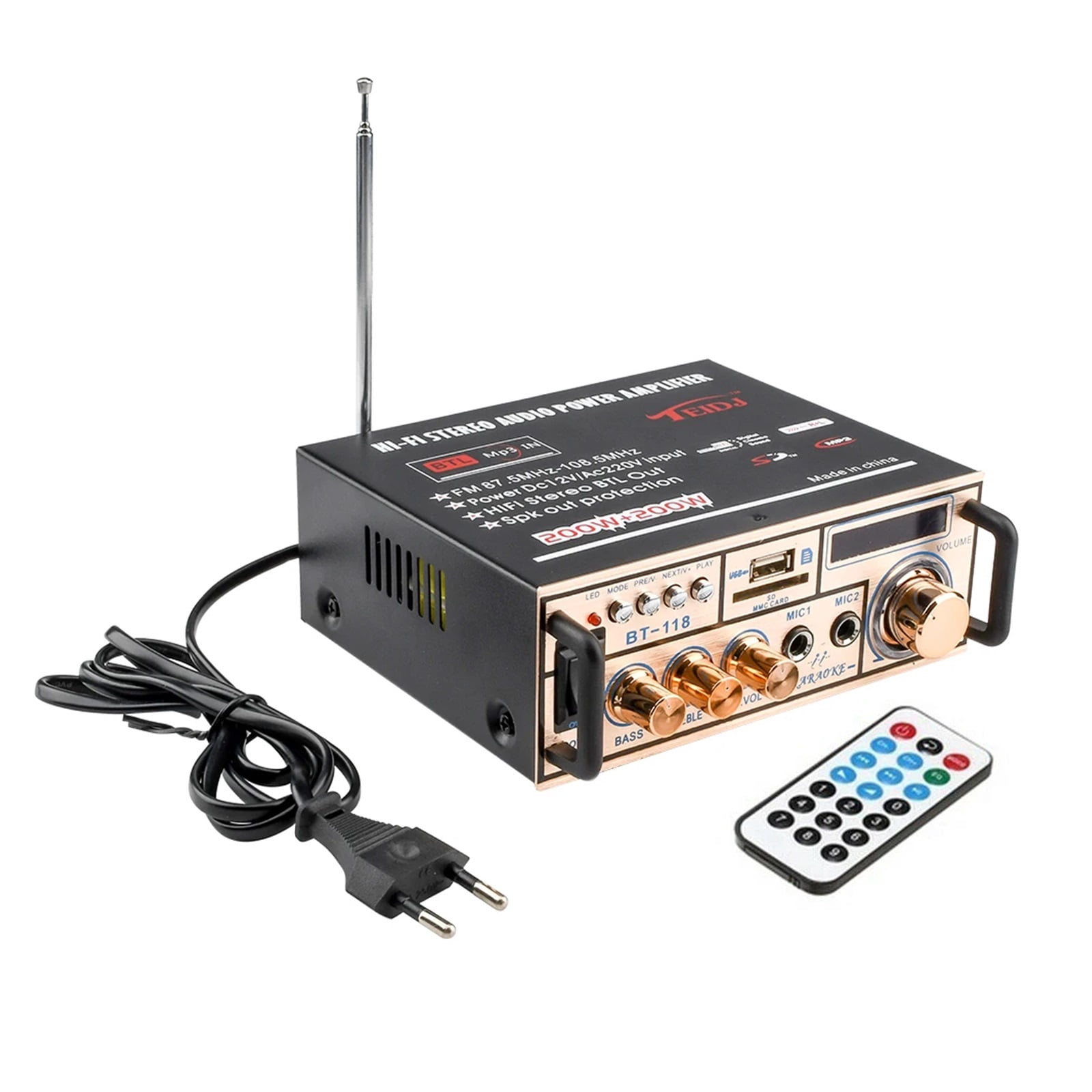 MiNI HIFI LCD Digital Bluetooth Power Amplifier Car Bass Home Theater Amplificador Speaker Treble Control FM USB SD 400W