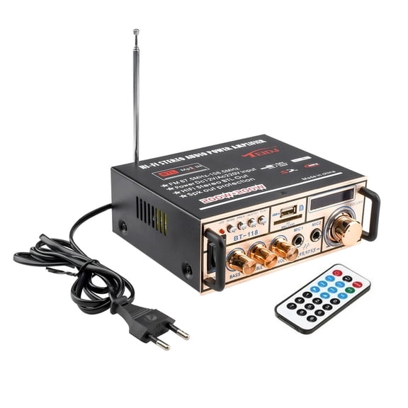 MiNI HIFI LCD Digital Bluetooth Power Amplifier Car Bass Home Theater Amplificador Speaker Treble Control FM USB SD 400W