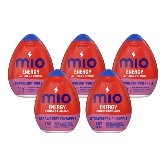 MiO Energy Strawberry Pineapple Smash Liquid Water Enhancer, Caffeinated, 1.62 fl oz Bottle (Pack-5)
