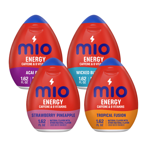 MiO Energy Variety Pack, 1 Tropical Fusion, 1 Wicked Blue Citrus, 1 Acai Berry Storm, 1 Strawberry Pineapple Smash, 4 ct.