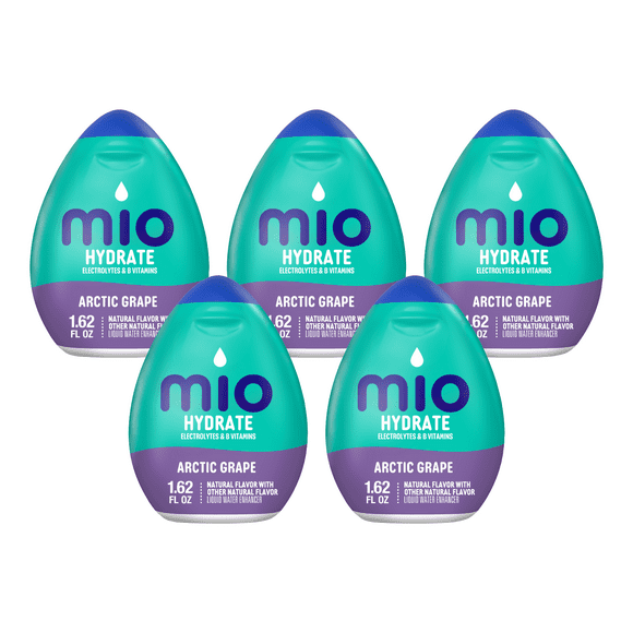 MiO Sport Liquid Arctic Grape Water Enhancer With Electrolytes, Caffeinated, 1.62 fl oz Bottle (Pack-5)