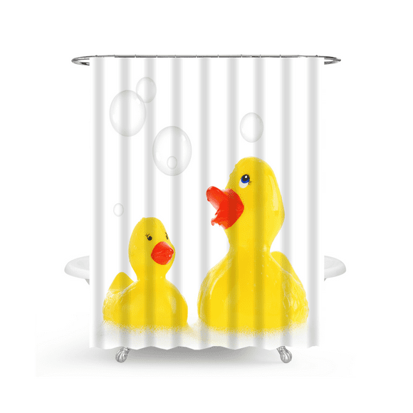 MiReDe Shower Curtain 72" x 72" inches with 12 Plastic Hooks, Washable, Ducks