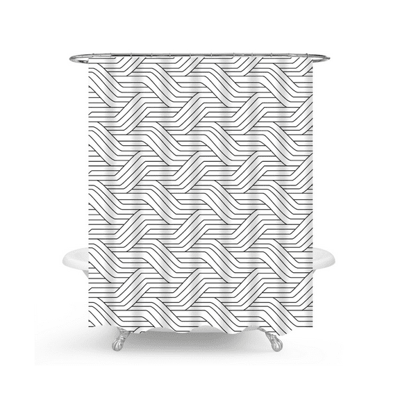 MiReDe Shower Curtain 72" x 72" inches with 12 Plastic Hooks, Washable, Geometric