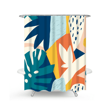 MiReDe Shower Curtain 72" x 72" inches with 12 Plastic Hooks, Washable, Tropical