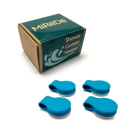 MiReDe Shower Curtain Keeper, Shower Curtain Clips, Easy to Install, Pack of 4, Capri Blue