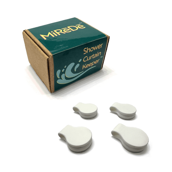 MiReDe Shower Curtain Keeper, Shower Curtain Clips, Easy to Install, Pack of 4, White