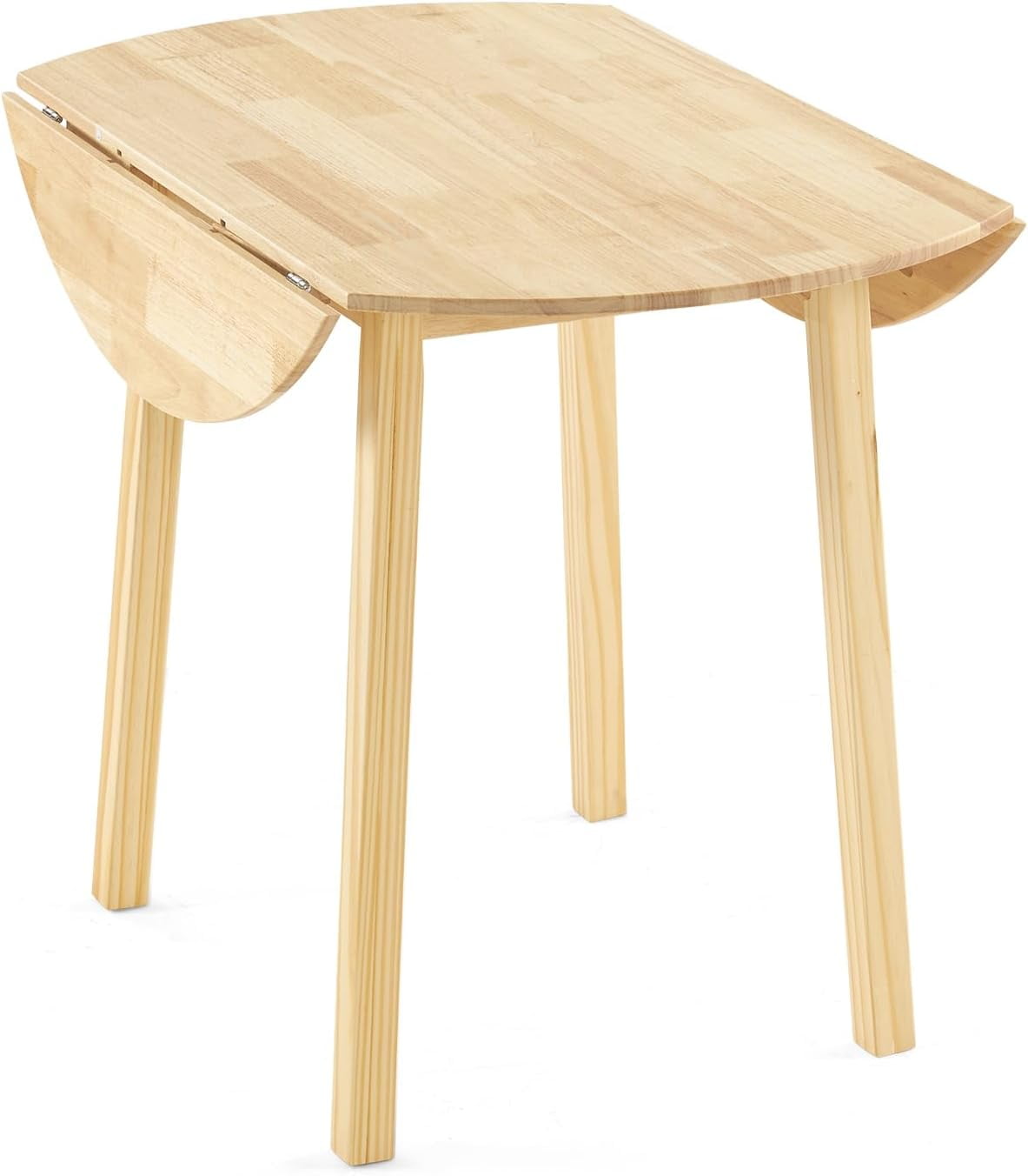 MiSHOP 35" Solid Wood Kitchen Table, Drop Leaf Dining Room Desk for ...