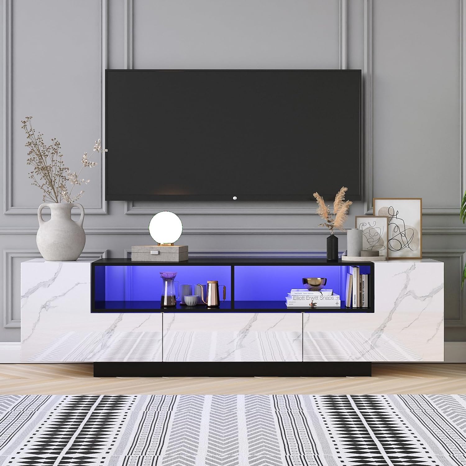 70inch LED TV Stand for 80/75 inch TV,Modern TV Stand for Living