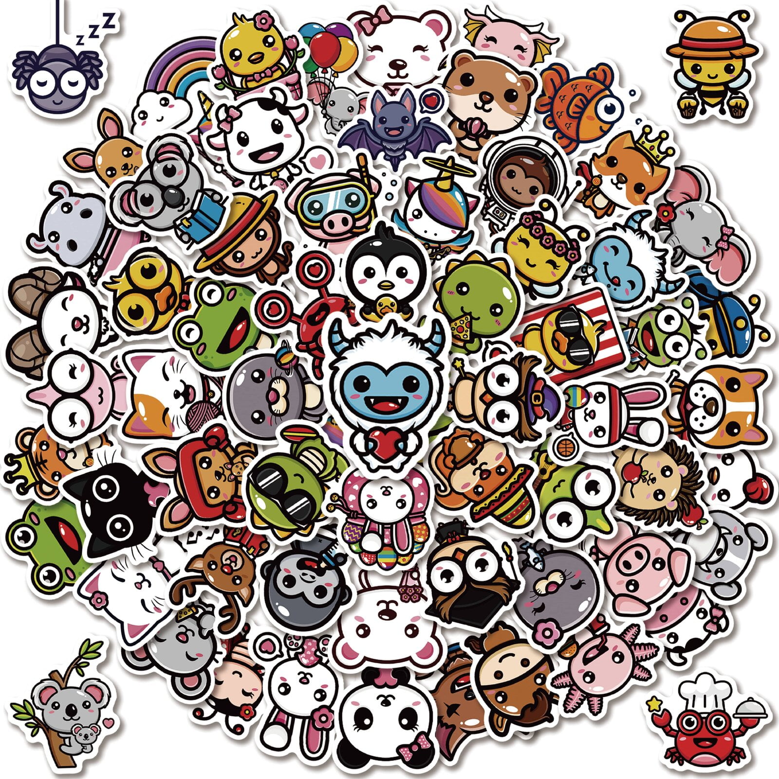 Cute Animal Stickers for Kids, Teens- 100PCS Premium Waterproof Vinyl  Kawaii Aesthetic Stickers for Water Bottles