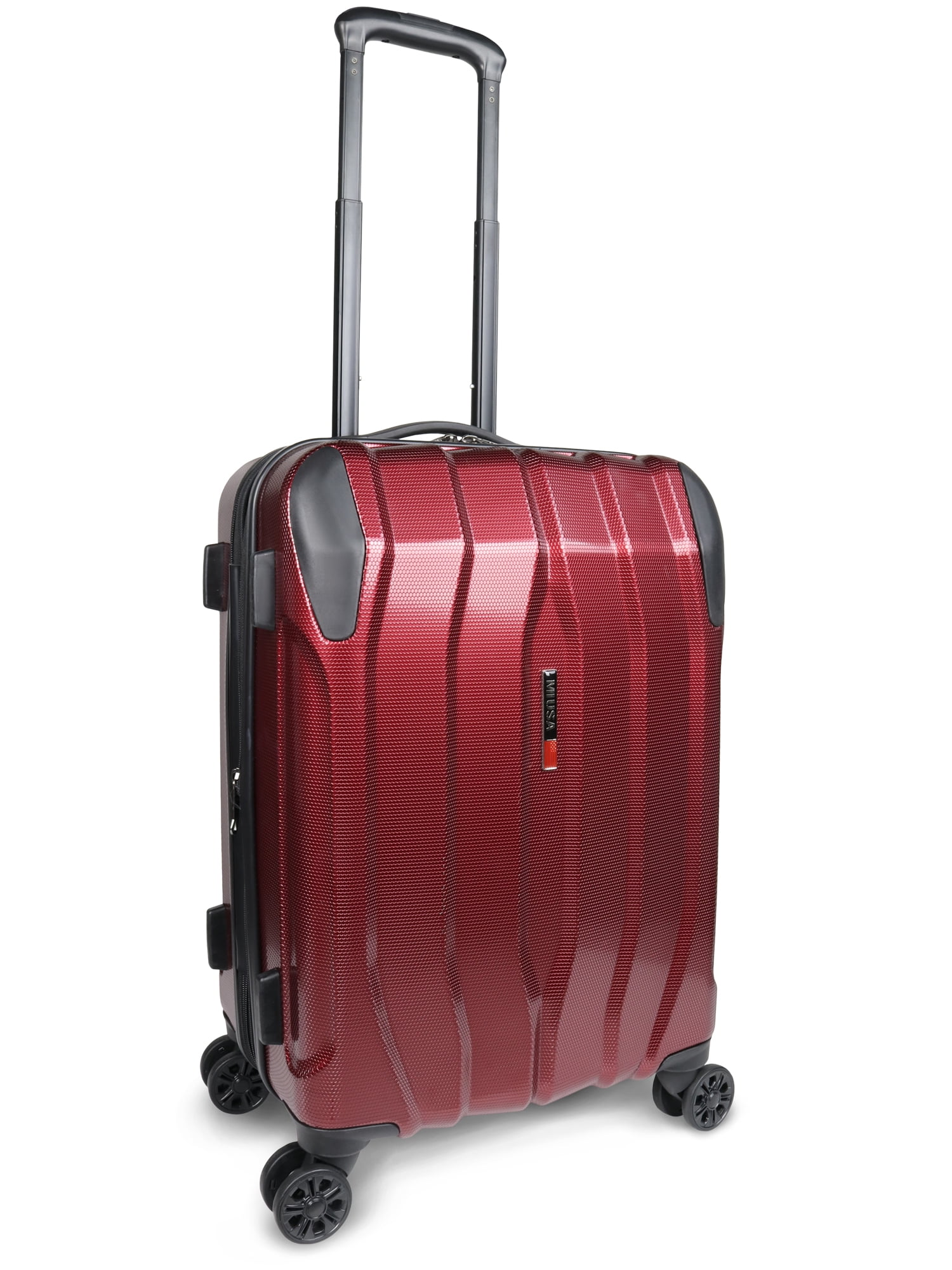 MiUSA 20" Hard Side Polycarbonate Luggage w/ 4x4 Spinner Wheels, Red