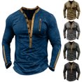 thumbnail image 1 of MiYuan Mens Distressed Henley Raglan Long Sleeve Shirts Front Placket Retro Long Sleeve Tee Shirts Casual Button down Washed T-Shirts for Men, 1 of 5