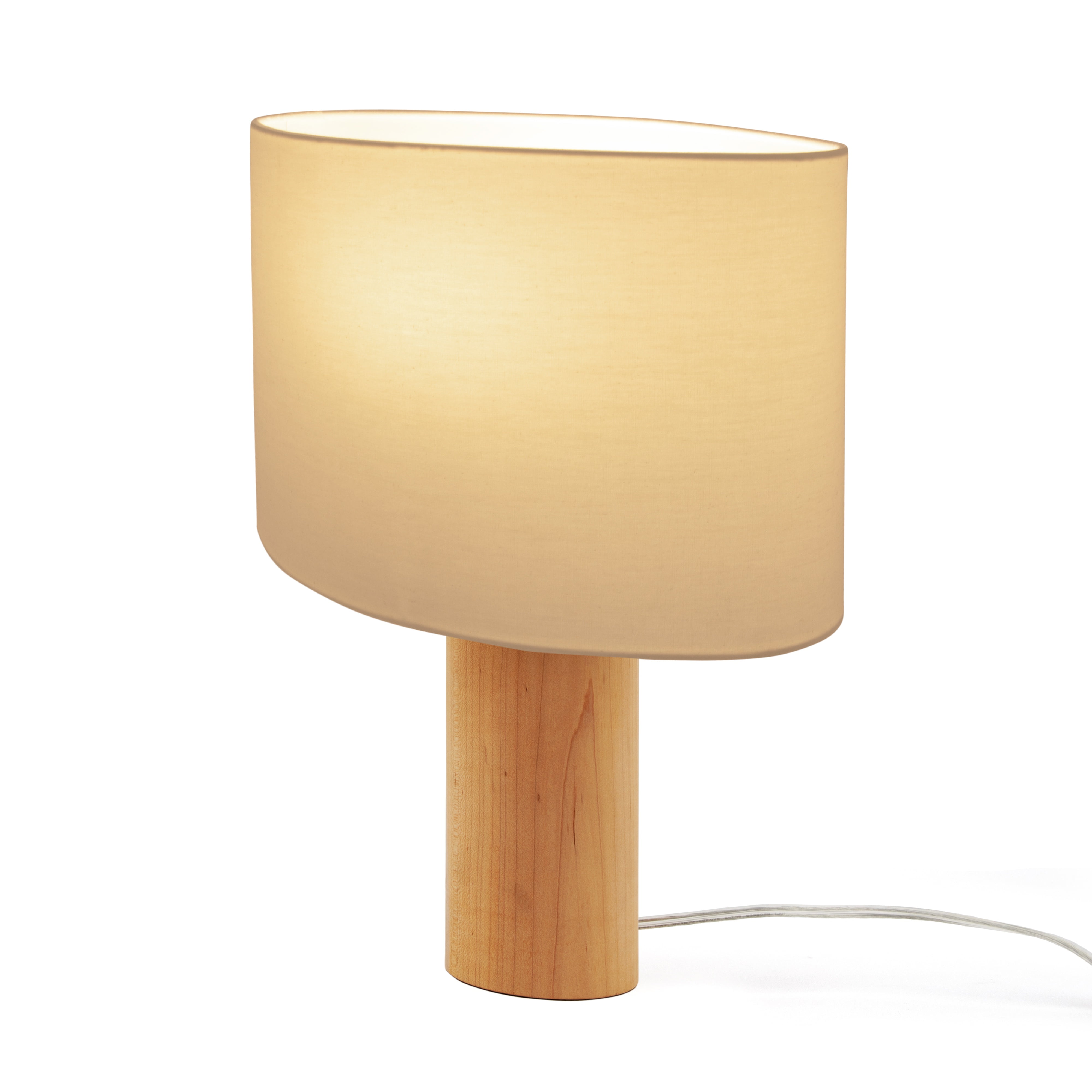 Mia 15.75" White LED Table Lamp with Maple Wood Base