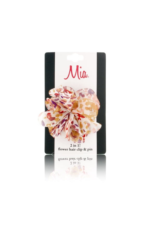 2 in 1 Flower Hair Clip & Pin - Small Model No. 02400 - Pink Print