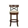 thumbnail image 1 of Mia 29 Inch Swivel Barstool, Crossed Metal Back, Sedge Seat, Brown - Saltoro Sherpi, 1 of 5