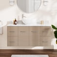 thumbnail image 1 of Mia 48 Inch Oak Console Floating Vanity with Vessel Sink - Light Oak, 1 of 2