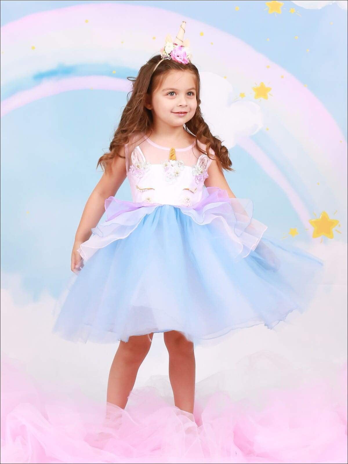 Girls unicorn tutu dress top