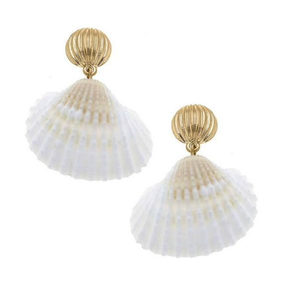 Mia Cockle Shell Drop Earrings in Ivory