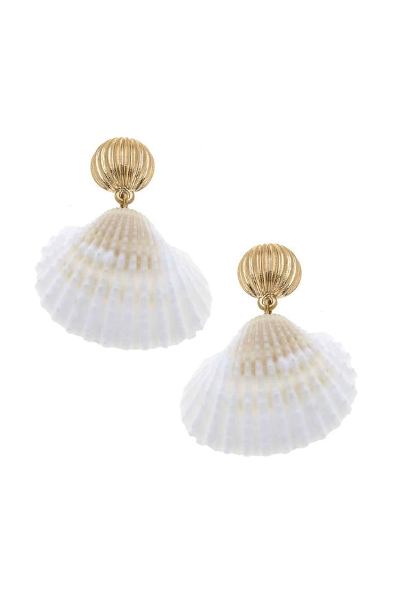 Mia Cockle Shell Drop Earrings in Ivory