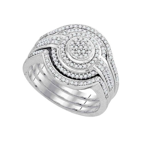 Mia Diamonds 10k White Gold Round Diamond Cluster Bridal Wedding Ring Band Set 1/2 Cttw
