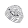 thumbnail image 1 of Mia Diamonds 10k White Gold Round Diamond Cluster Bridal Wedding Ring Band Set 1/2 Cttw, 1 of 1