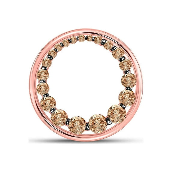 Mia Diamonds 10kt Rose Gold Womens Round Brown Diamond Graduated Circle Pendant 3/4 Cttw