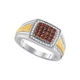thumbnail image 1 of Mia Diamonds 10kt Two-tone Gold Mens Round Brown Diamond Square Cluster Ring 1/2 Cttw, 1 of 1