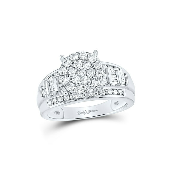 Mia Diamonds 10kt White Gold Round Diamond Cluster Bridal Wedding Engagement Ring 1 Cttw