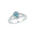 thumbnail image 1 of Mia Diamonds 10kt White Gold Womens Oval Lab-Created Blue Topaz Solitaire Diamond Ring 1/2 Cttw, 1 of 1