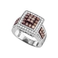 thumbnail image 1 of Mia Diamonds 10kt White Gold Womens Round Brown Diamond Square Cluster Ring 1-1/2 Cttw, 1 of 1