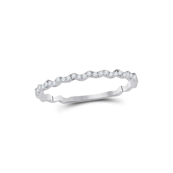 Mia Diamonds 10kt White Gold Womens Round Diamond Asymmetrical Stackable Band Ring 1/8 Cttw