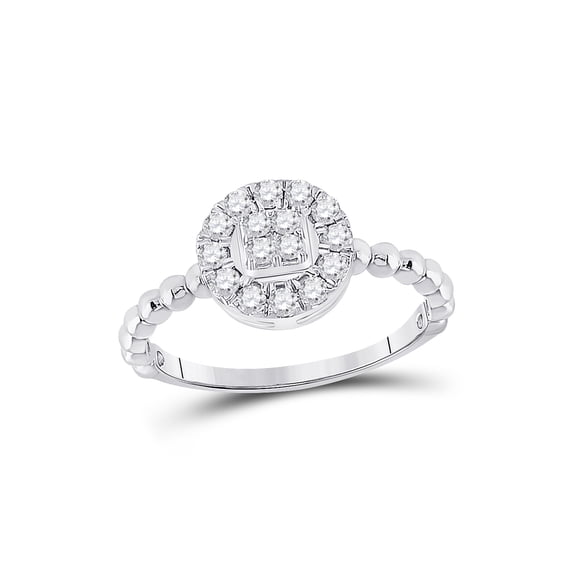 Mia Diamonds 10kt White Gold Womens Round Diamond Circle Cluster Ring 1/3 Cttw