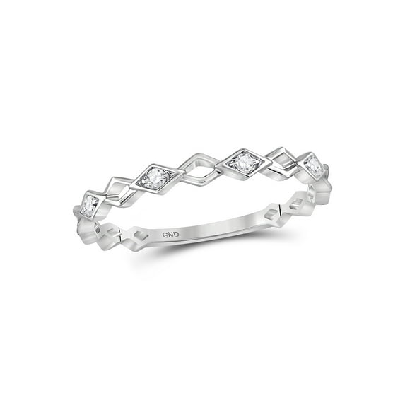 Mia Diamonds 10kt White Gold Womens Round Diamond Stackable Band Ring 1/20 Cttw