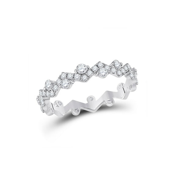 Mia Diamonds 10kt White Gold Womens Round Diamond ZigZag Stackable Band Ring 1/2 Cttw