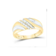 Mia Diamonds 10kt Yellow Gold Mens Round Diamond 2-tone Wedding Anniversary Band Ring 1/8 Cttw
