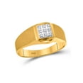 thumbnail image 1 of Mia Diamonds 10kt Yellow Gold Mens Round Diamond Brushed Cluster Ring .03 Cttw, 1 of 2