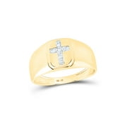 Mia Diamonds 10kt Yellow Gold Mens Round Diamond Cross Band Ring 1/20 Cttw