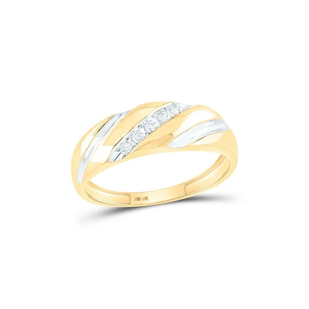 Mia Diamonds 10kt Yellow Gold Mens Round Diamond Wedding Band Ring 1/10 Cttw