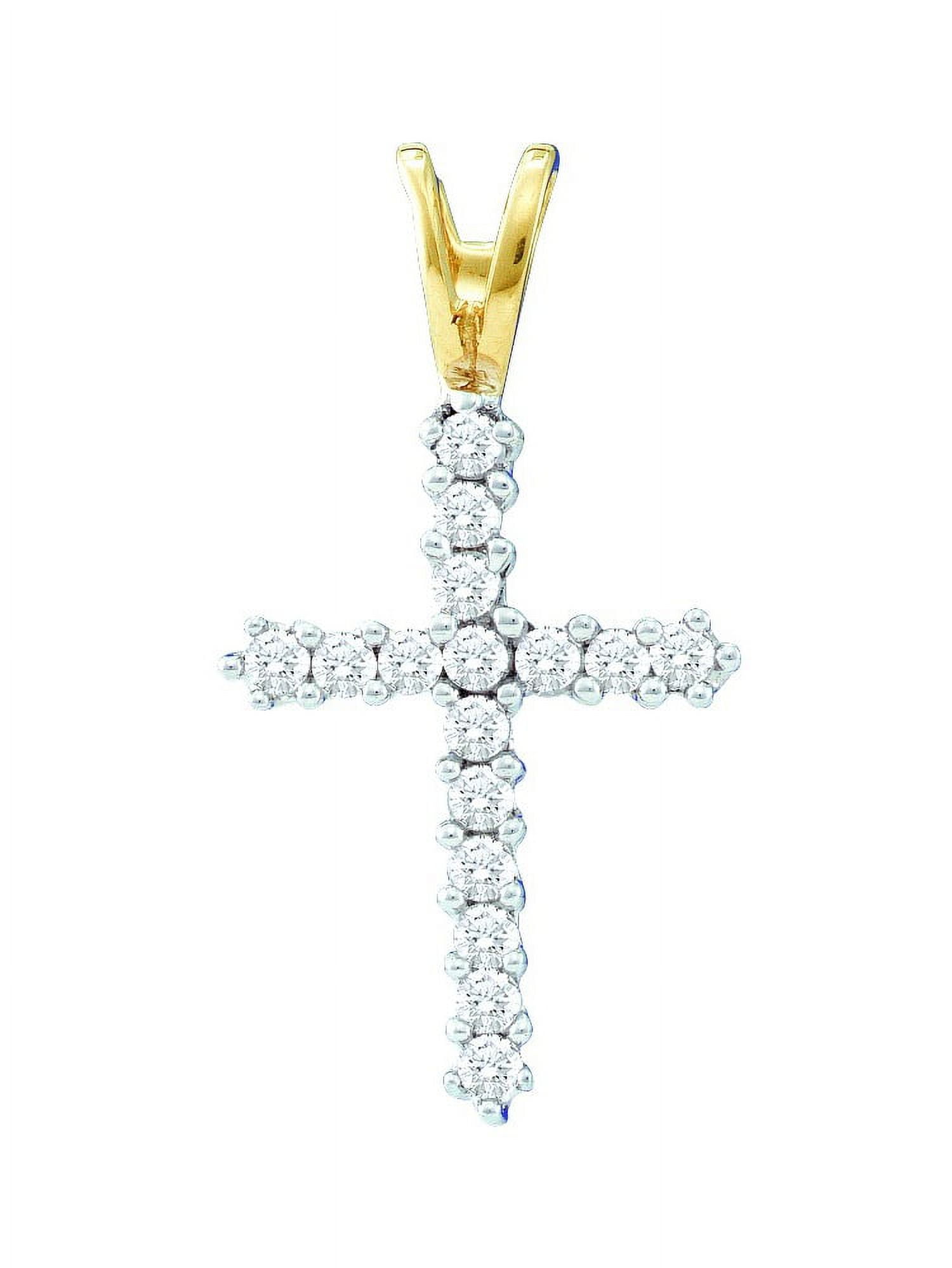 Mia Diamonds 10kt Yellow Gold Womens Round Diamond Cross Pendant 1/4 Cttw